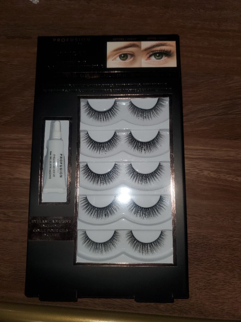 Profusion Cosmetics Black False Eyelash Set with Adhesive - Natural Volume